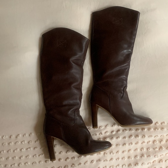 Zara Dark Brown Chocolate Leather Boots, size 8 US / 39 EU - Picture 3 of 12
